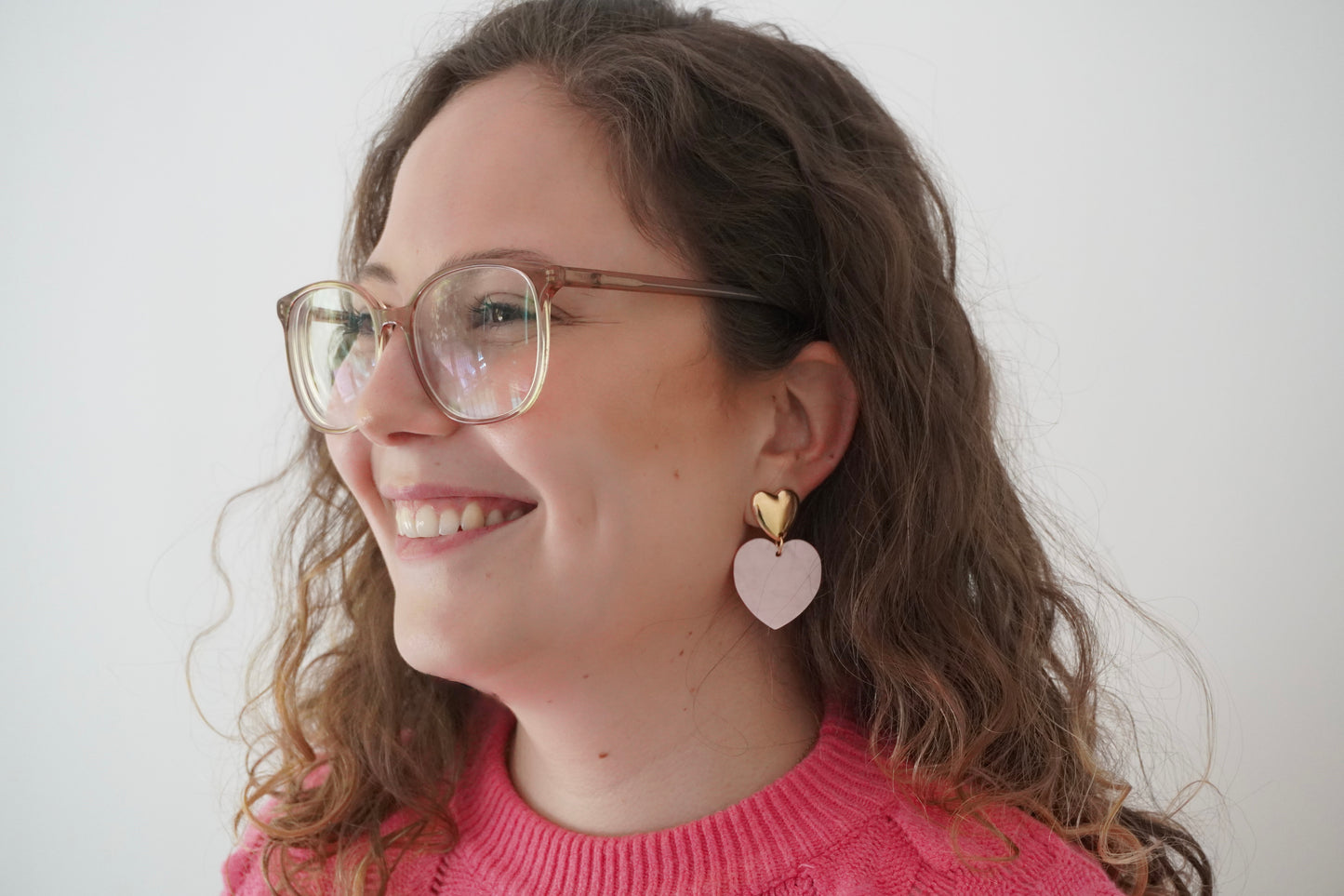 Double Hearts earrings pink