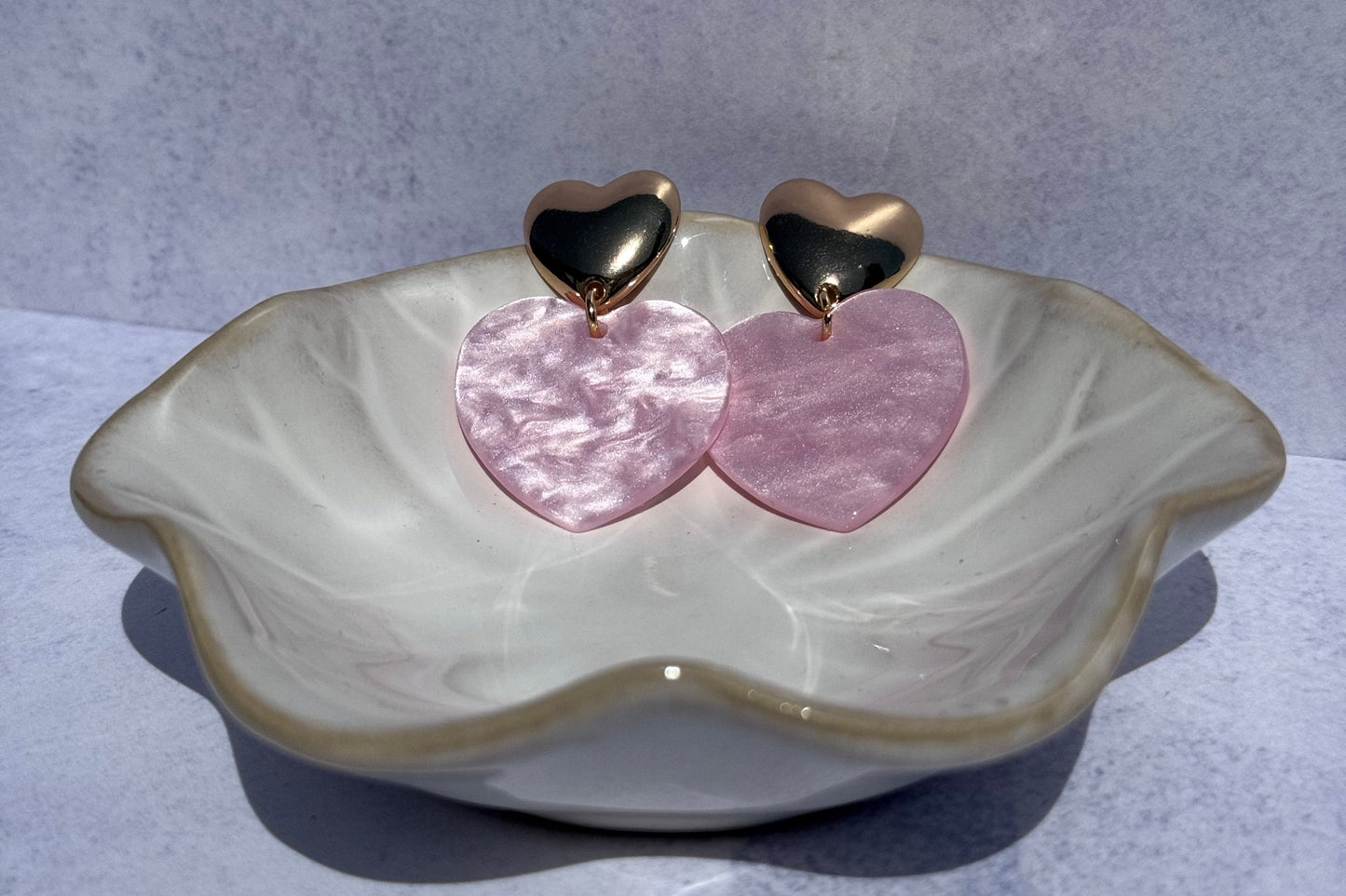 Double Hearts earrings pink