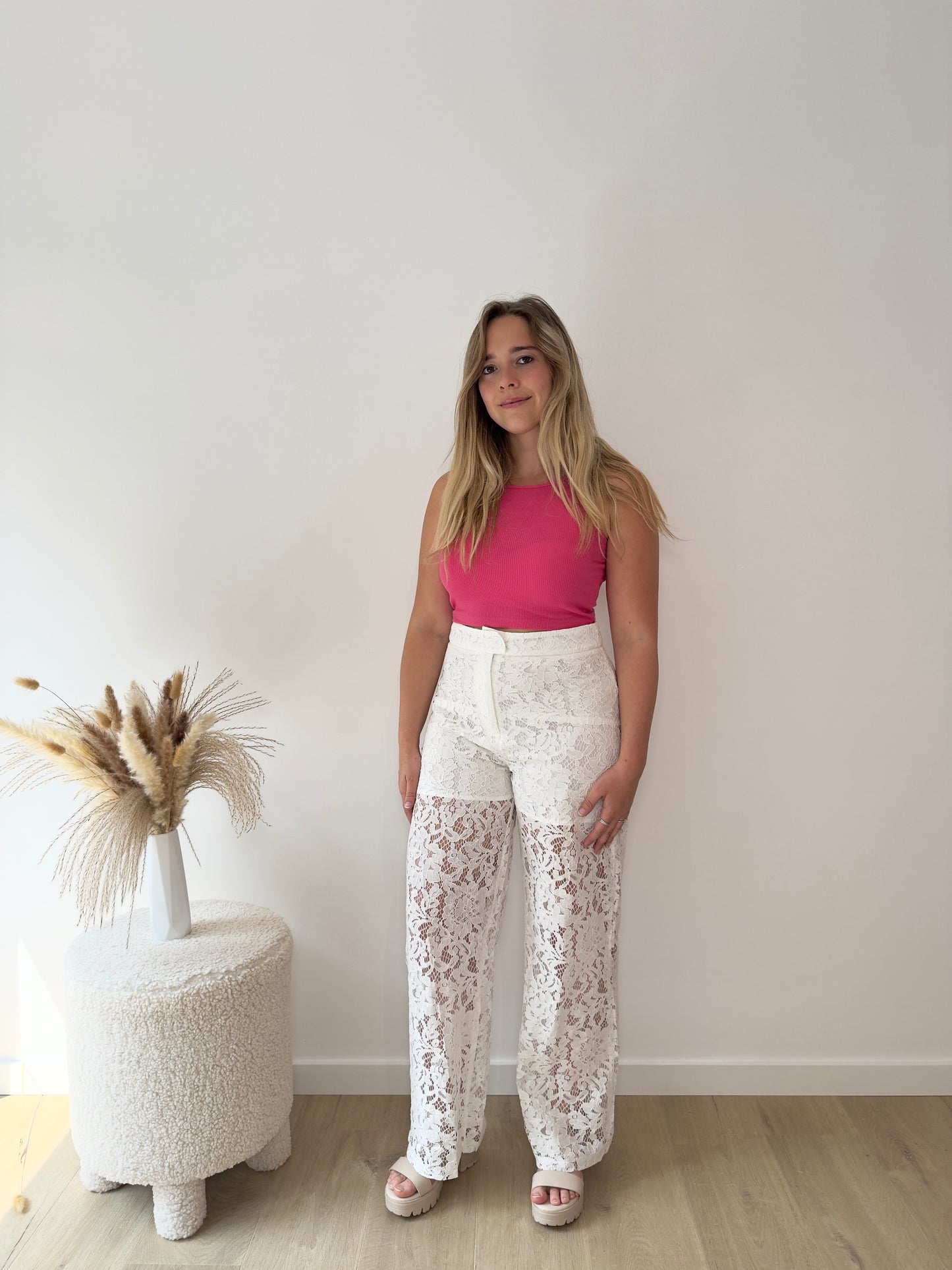 Laced in White trousers