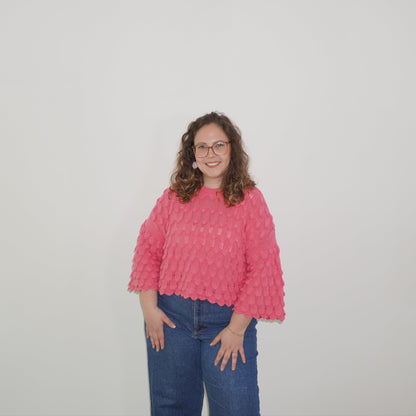 Happy Vibes sweater fuchsia