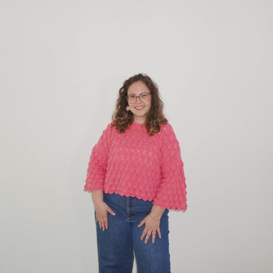 Happy Vibes trui fuchsia