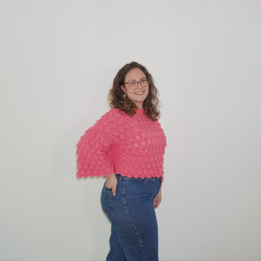 Happy Vibes trui fuchsia