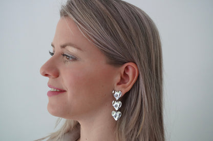Triple Love oorbellen zilver