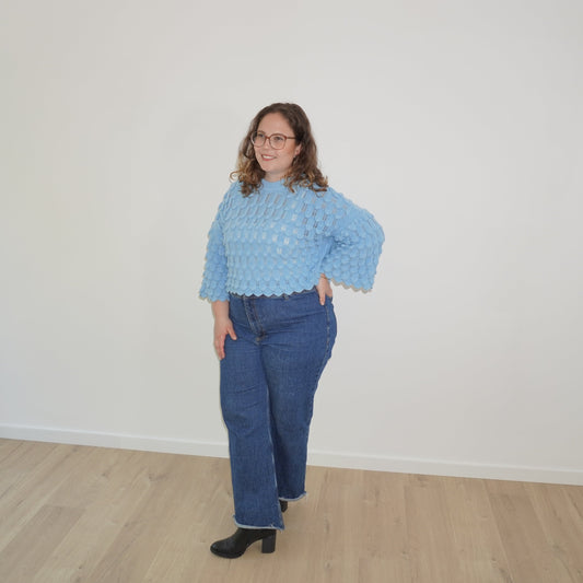 Happy Vibes trui blauw