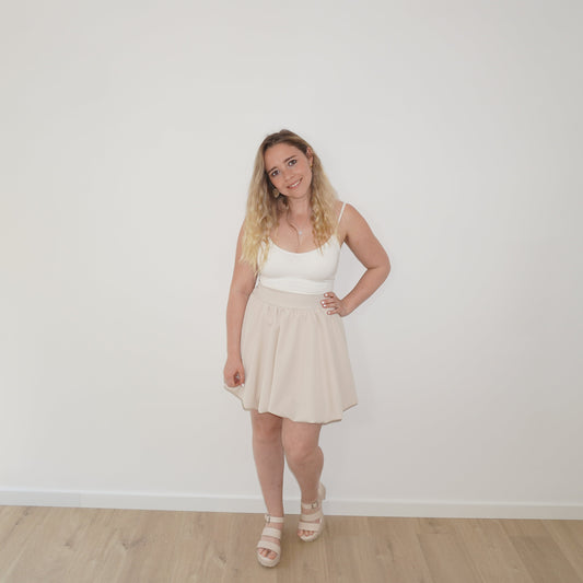 Mini Puff rok beige