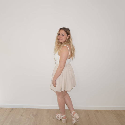 Mini Puff rok beige