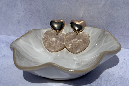 Double Hearts earrings beige